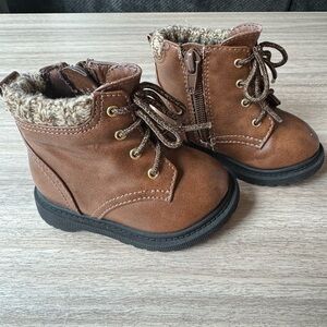 Wonder Nation Brown Kids Boots with Knit Trim